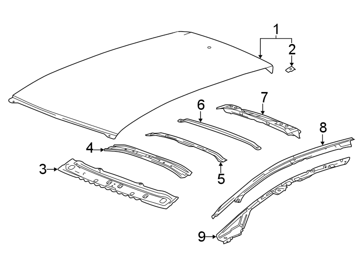 Diagram Roof & components. for your Chevrolet Bolt EUV  