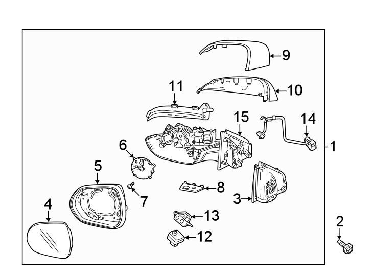 Diagram Front door. Outside mirrors. for your Chevrolet Bolt EUV  