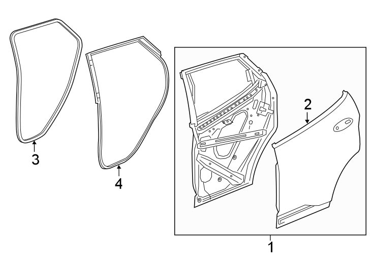 Diagram Rear door. Door & components. for your 2013 Chevrolet Spark 1.2L Ecotec A/T LS Hatchback 