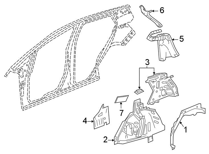 1Quarter panel. Inner structure.https://images.simplepart.com/images/parts/motor/fullsize/CU22440.png