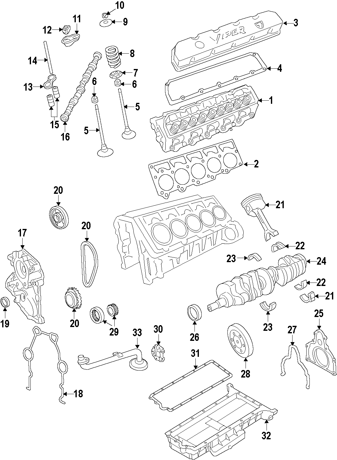 32CAMSHAFT & TIMING. CRANKSHAFT & BEARINGS. CYLINDER HEAD & VALVES. LUBRICATION. MOUNTS. PISTONS. RINGS & BEARINGS.https://images.simplepart.com/images/parts/motor/fullsize/CV0020.png