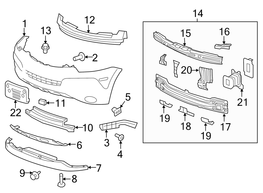 9Front bumper & grille. Bumper & components.https://images.simplepart.com/images/parts/motor/fullsize/CV12015.png