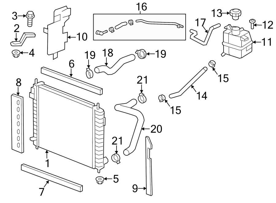 Diagram RADIATOR & COMPONENTS. for your 2019 Chevrolet Equinox   