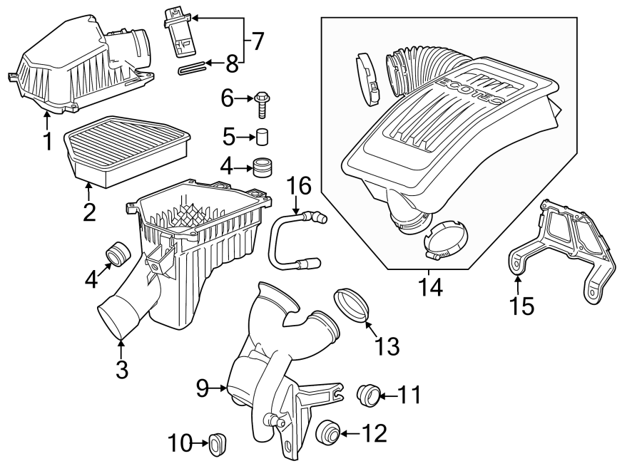 Diagram ENGINE / TRANSAXLE. AIR INTAKE. for your 2020 Chevrolet Spark   