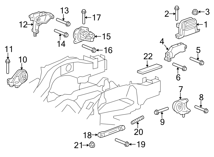 Diagram ENGINE / TRANSAXLE. ENGINE & TRANS MOUNTING. for your 2011 GMC Sierra 2500 HD 6.6L Duramax V8 DIESEL A/T 4WD WT Standard Cab Pickup 