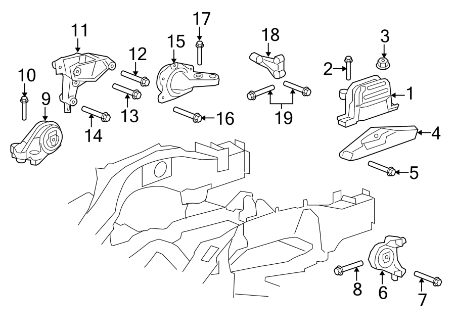 Diagram ENGINE / TRANSAXLE. ENGINE & TRANS MOUNTING. for your 2002 Chevrolet Camaro   