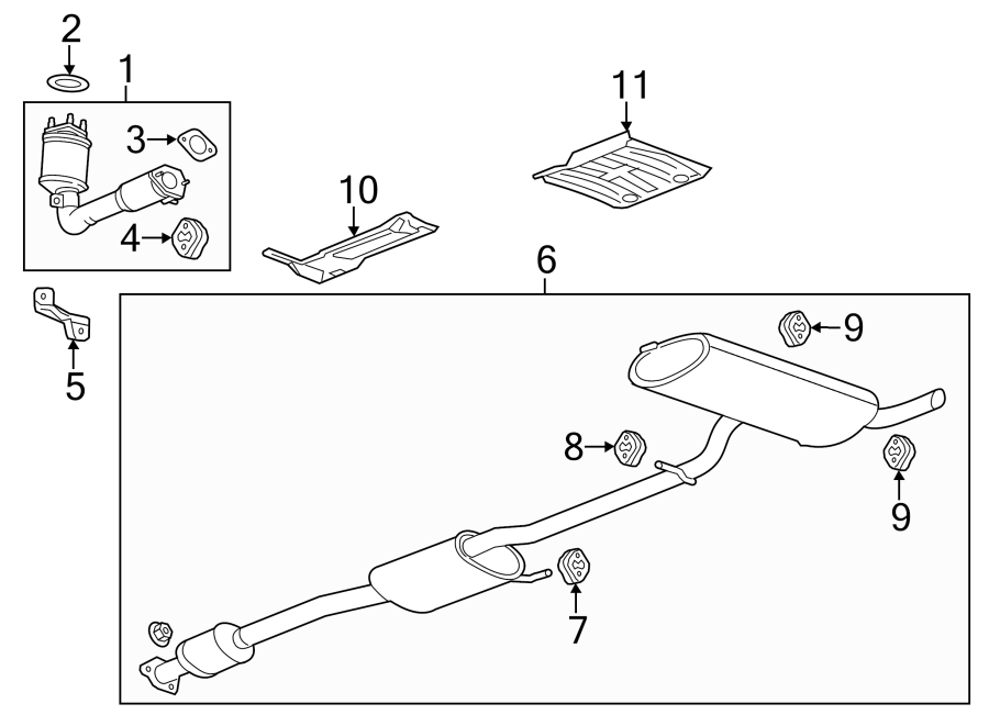 Diagram EXHAUST SYSTEM. EXHAUST COMPONENTS. for your 2018 Chevrolet Equinox  LT Sport Utility 