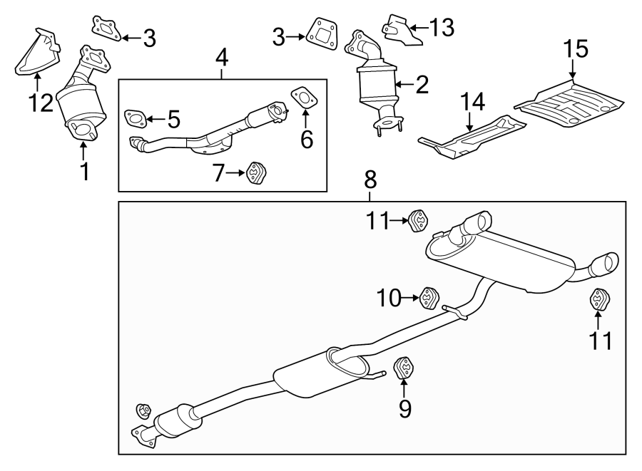 Diagram EXHAUST SYSTEM. EXHAUST COMPONENTS. for your 2022 Chevrolet Camaro  ZL1 Convertible 