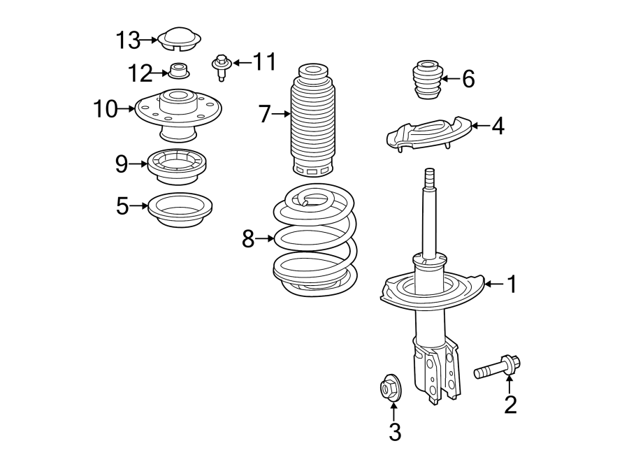 Diagram FRONT SUSPENSION. STRUTS & COMPONENTS. for your 2019 Chevrolet Equinox 1.5L Ecotec A/T FWD LS Sport Utility 