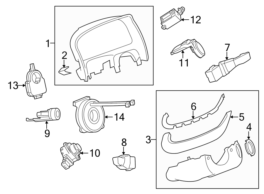 Diagram STEERING COLUMN. SHROUD. SWITCHES & LEVERS. for your 2005 Chevrolet Silverado 1500 Z71 Off-Road Crew Cab Pickup Stepside  