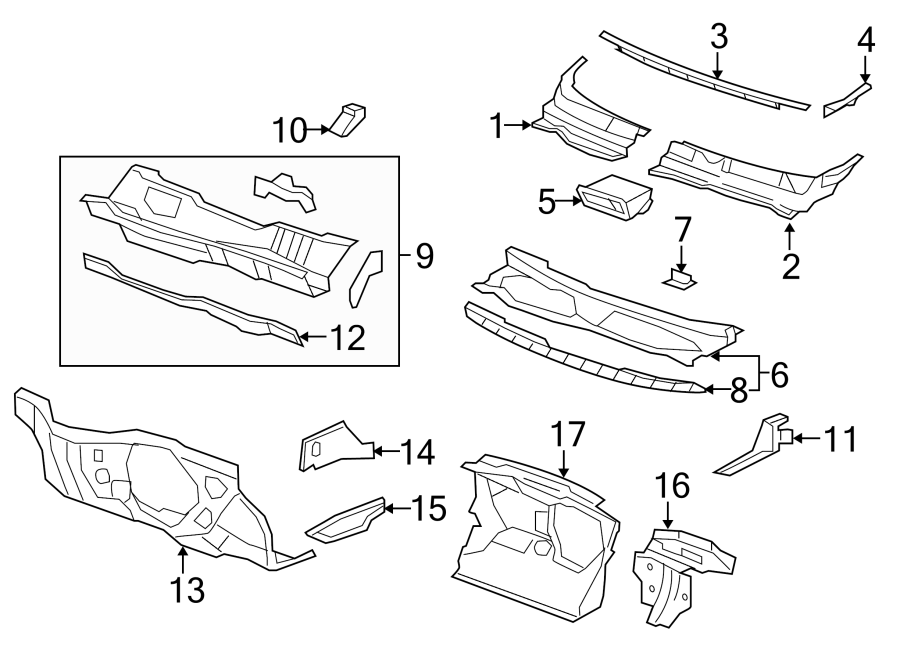 Diagram COWL. for your 2006 Pontiac Grand Prix   