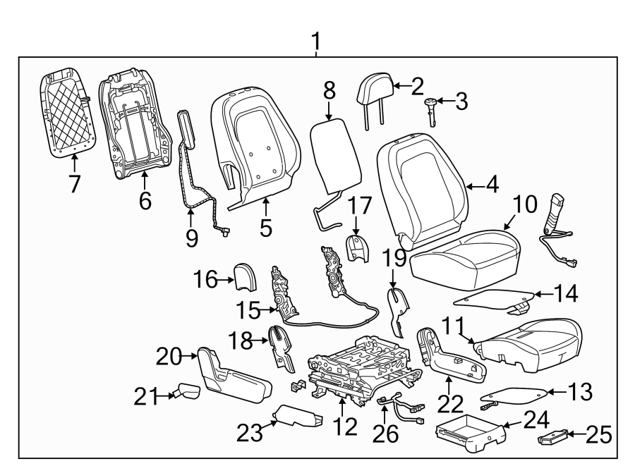 Diagram SEATS & TRACKS. PASSENGER SEAT COMPONENTS. for your 2005 Chevrolet Express 2500   