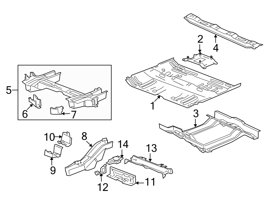 Diagram PILLARS. ROCKER & FLOOR. FLOOR & RAILS. for your 2018 Chevrolet Equinox 1.6L DIESEL A/T 4WD LT Sport Utility 