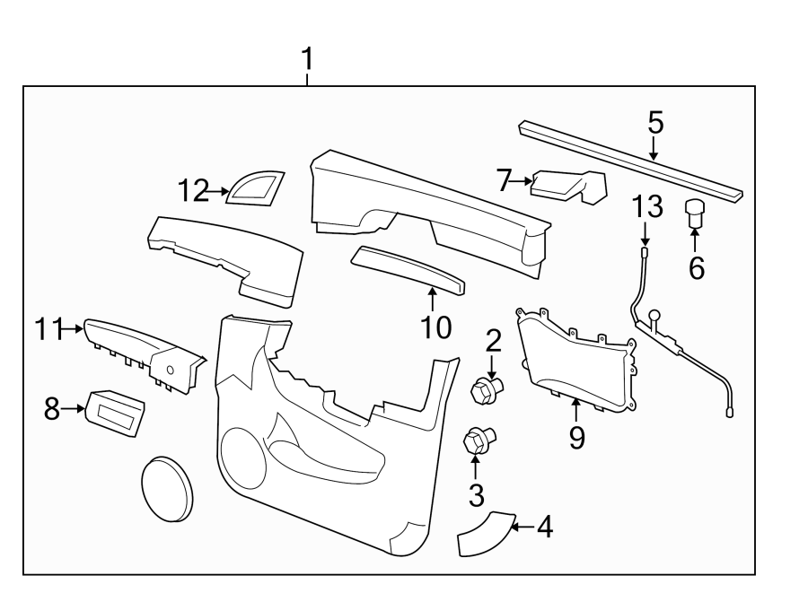 Diagram FRONT DOOR. INTERIOR TRIM. for your 2017 Chevrolet Spark   