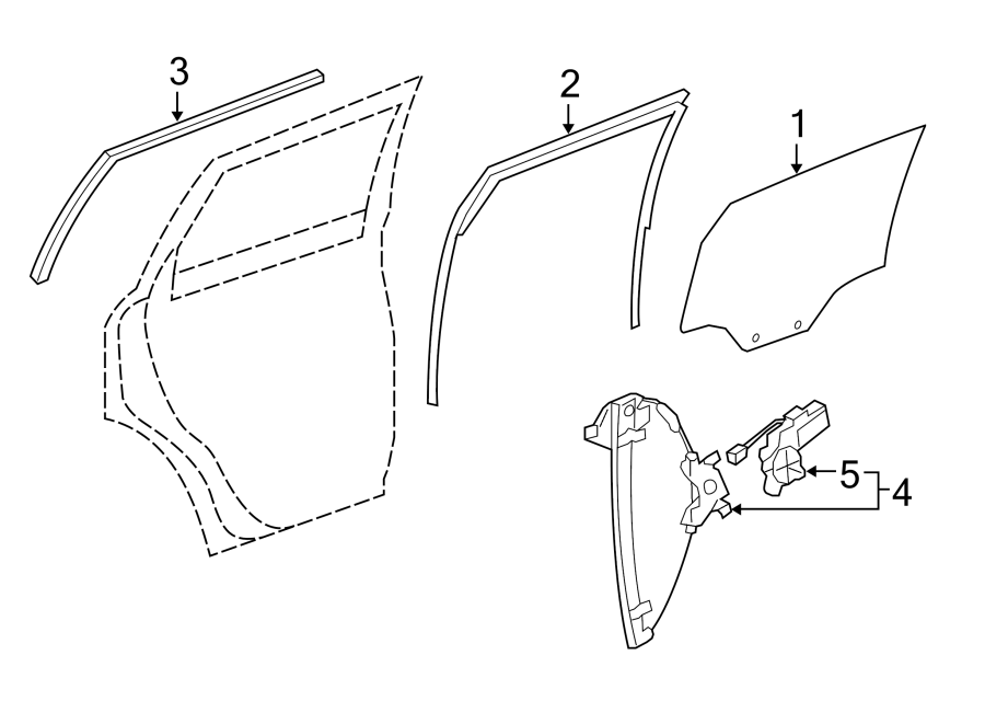 Diagram REAR DOOR. GLASS & HARDWARE. for your 2015 Chevrolet Spark 1.2L Ecotec CVT LT Hatchback 