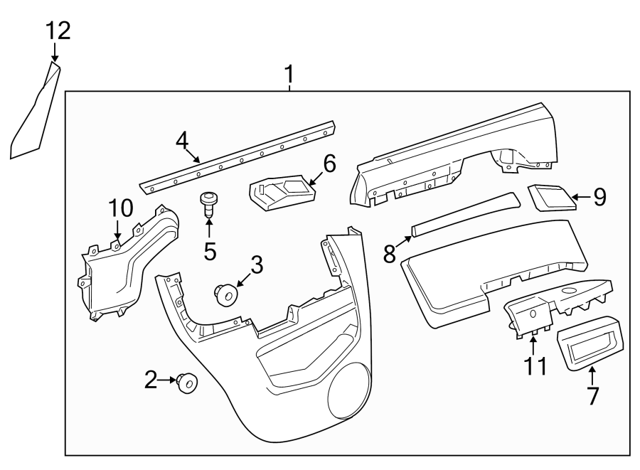 Diagram REAR DOOR. INTERIOR TRIM. for your 1999 Chevrolet Silverado   