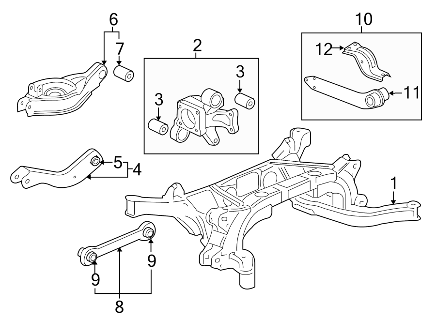 Diagram REAR SUSPENSION. SUSPENSION COMPONENTS. for your 2011 GMC Sierra 2500 HD 6.0L Vortec V8 FLEX A/T RWD SLE Crew Cab Pickup 