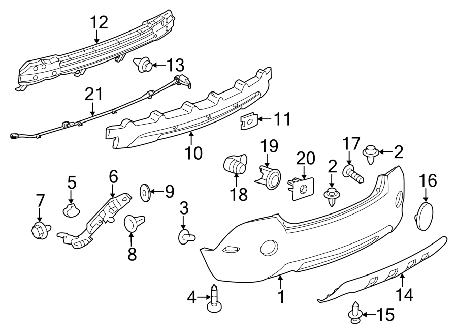 Diagram Rear bumper. Restraint systems. Bumper & components. for your 2014 Chevrolet Spark   