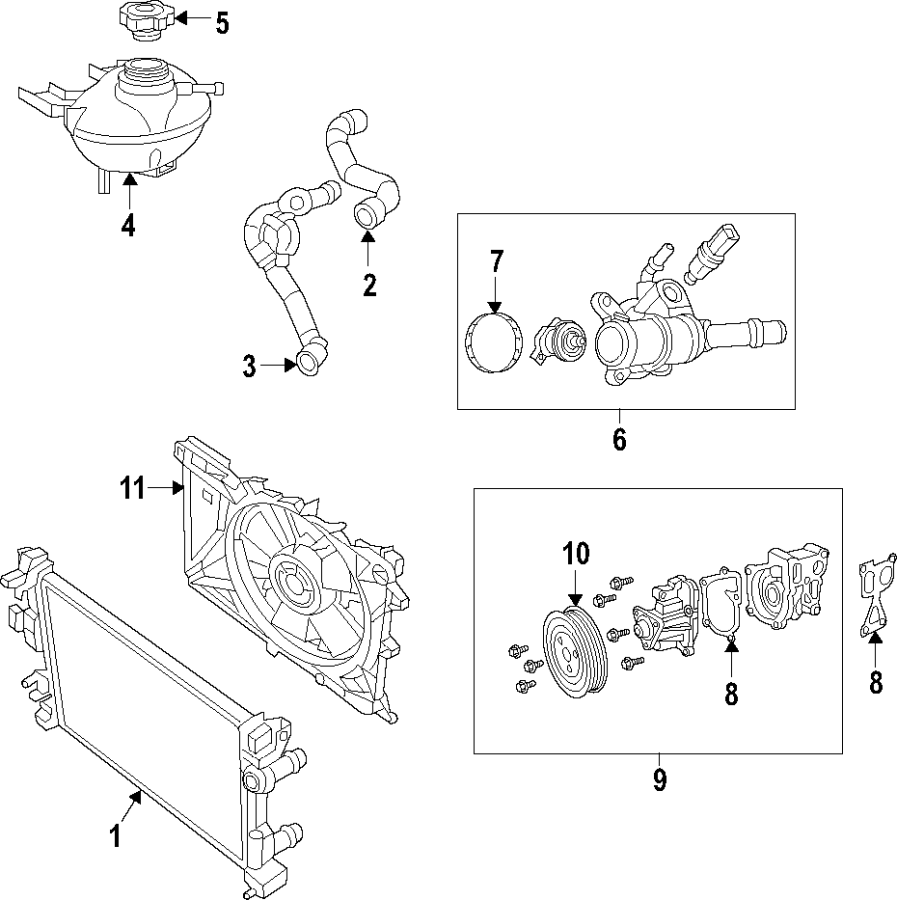 Diagram COOLING SYSTEM. COOLING FAN. RADIATOR. WATER PUMP. for your 2017 Ram ProMaster 3500   