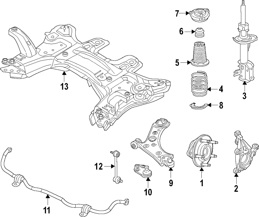 13FRONT SUSPENSION. LOWER CONTROL ARM. STABILIZER BAR. SUSPENSION COMPONENTS.https://images.simplepart.com/images/parts/motor/fullsize/CW0050.png