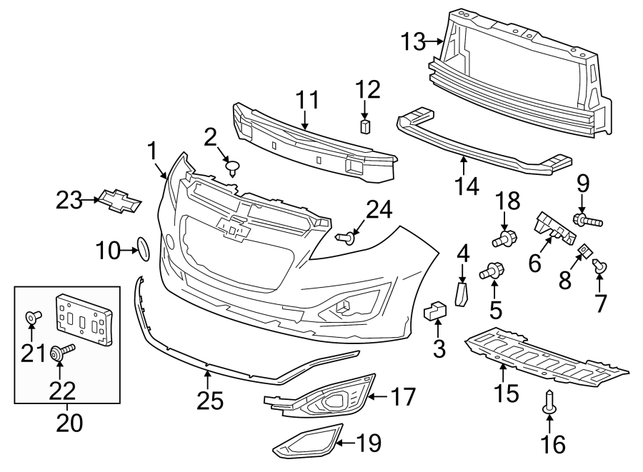 7FRONT BUMPER & GRILLE. BUMPER & COMPONENTS.https://images.simplepart.com/images/parts/motor/fullsize/CW13020.png