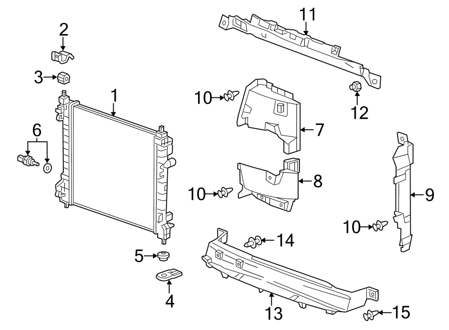 Diagram RADIATOR & COMPONENTS. for your 2021 Chevrolet Express 2500   