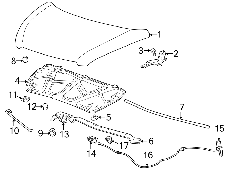 Diagram HOOD & COMPONENTS. for your 2007 GMC Sierra 1500 Classic SLE Standard Cab Pickup  