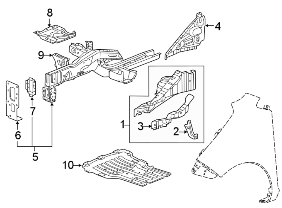 Diagram FENDER. STRUCTURAL COMPONENTS & RAILS. for your 2015 GMC Sierra 2500 HD 6.0L Vortec V8 CNG A/T RWD SLT Crew Cab Pickup 