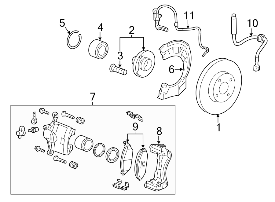 Diagram FRONT SUSPENSION. BRAKE COMPONENTS. for your 2004 GMC Sierra 2500 HD 8.1L Vortec V8 M/T RWD SLE Standard Cab Pickup Fleetside 