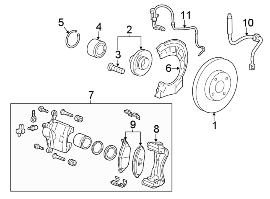 Diagram FRONT SUSPENSION. BRAKE COMPONENTS. for your 2014 Cadillac ATS   