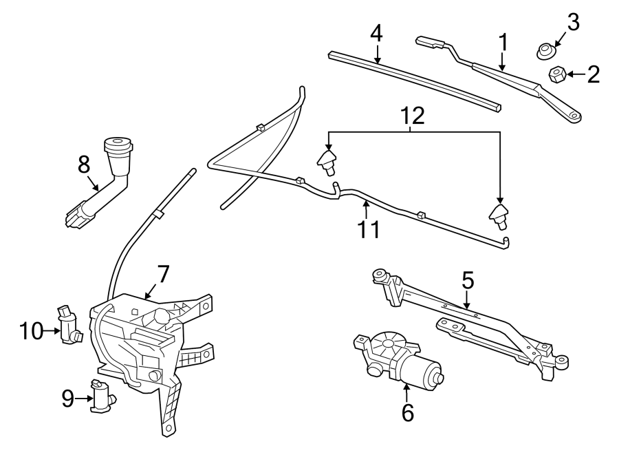 Diagram WINDSHIELD. WIPER & WASHER COMPONENTS. for your Chevrolet Bolt EV  