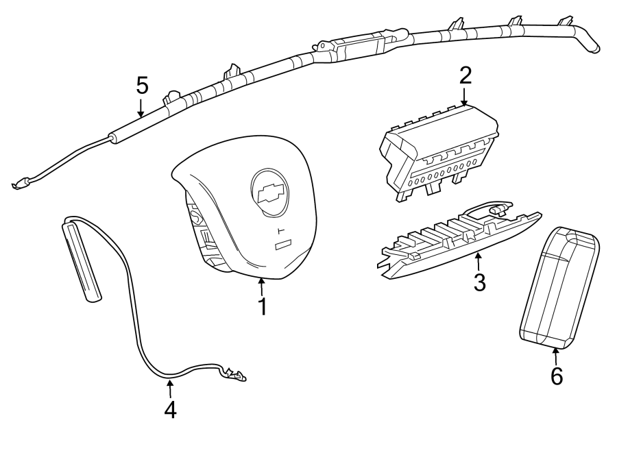 Diagram RESTRAINT SYSTEMS. AIR BAG COMPONENTS. for your 2022 Chevrolet Spark 1.4L Ecotec M/T LT Hatchback 