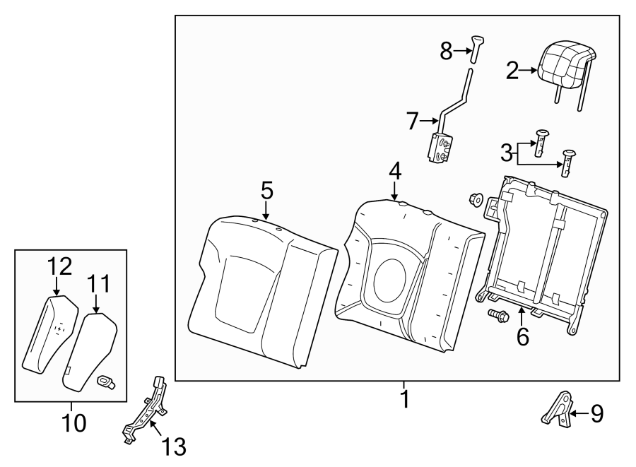 Diagram SEATS & TRACKS. REAR SEAT COMPONENTS. for your Chevrolet