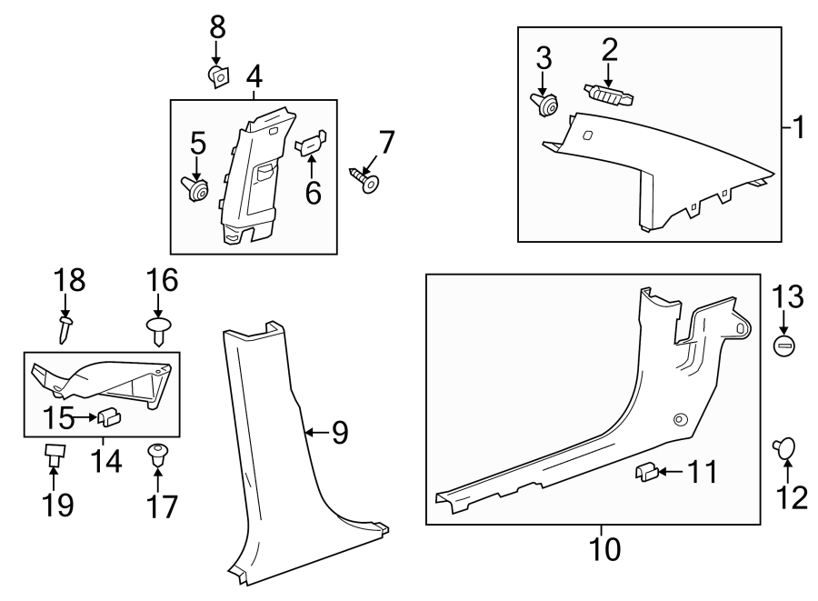 Diagram PILLARS. ROCKER & FLOOR. INTERIOR TRIM. for your Buick