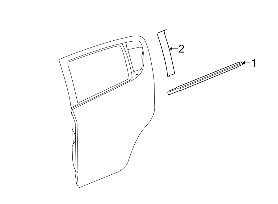 Diagram REAR DOOR. EXTERIOR TRIM. for your 2002 GMC Sierra 3500 6.0L Vortec V8 M/T RWD Base Extended Cab Pickup Fleetside 