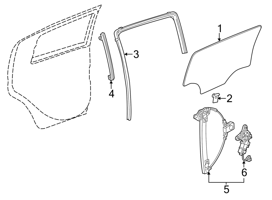 Diagram REAR DOOR. GLASS & HARDWARE. for your 2015 Chevrolet Spark 1.2L Ecotec CVT LT Hatchback 