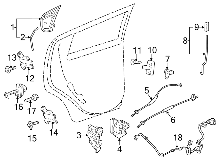 Diagram REAR DOOR. LOCK & HARDWARE. for your 2014 Chevrolet Spark 1.2L Ecotec CVT LS Hatchback 