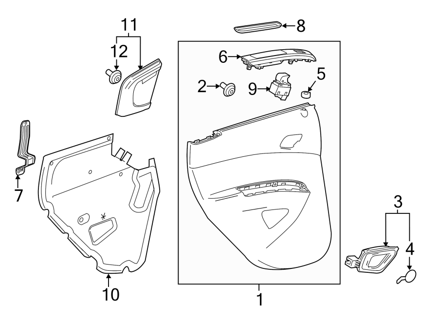 Diagram REAR DOOR. INTERIOR TRIM. for your 2015 Chevrolet Spark  LS Hatchback 