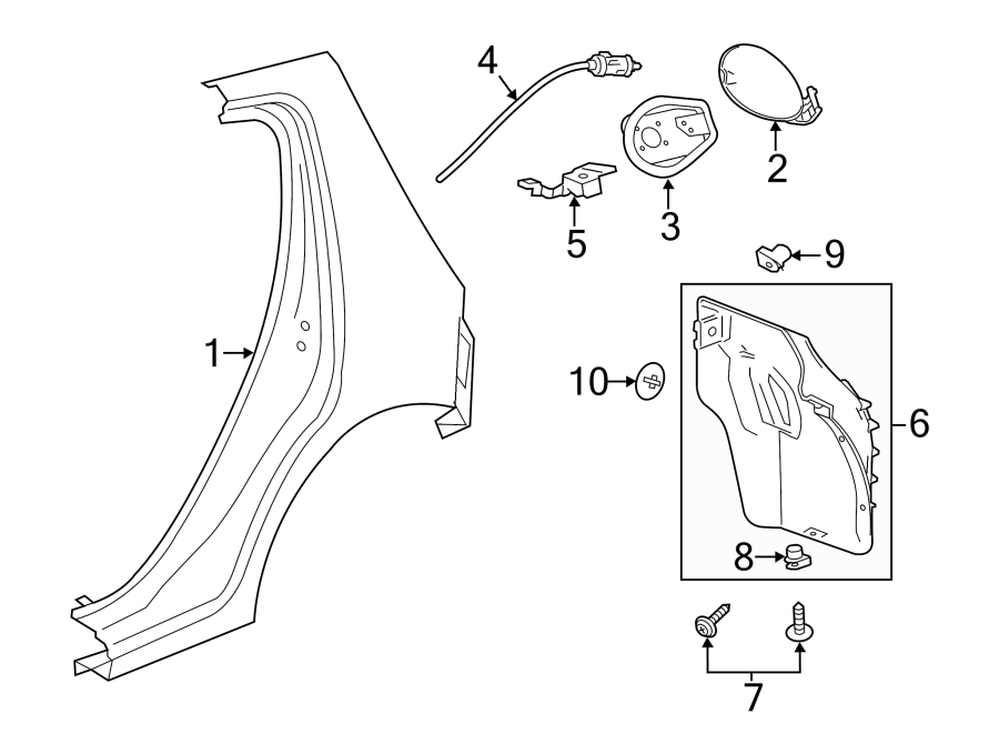 Diagram QUARTER PANEL & COMPONENTS. for your 2017 Buick Enclave    