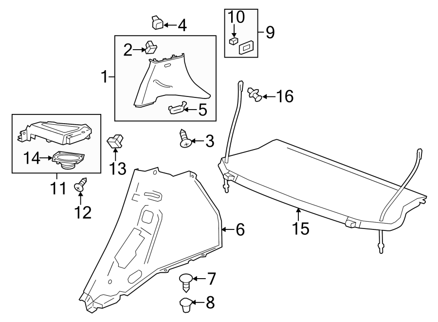 Diagram QUARTER PANEL. INTERIOR TRIM. for your 2014 Chevrolet Spark 1.2L Ecotec M/T LS Hatchback 