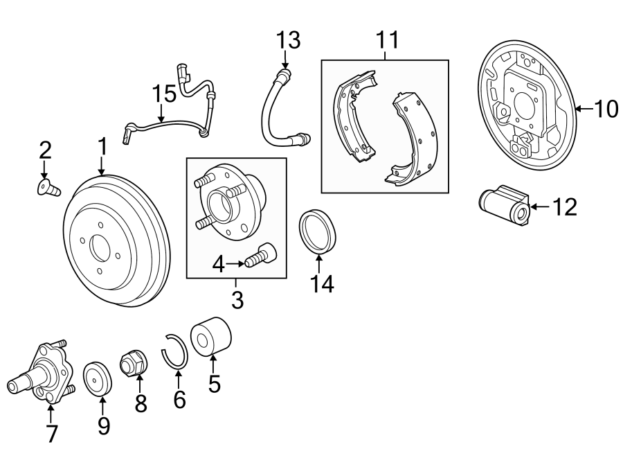 Diagram REAR SUSPENSION. BRAKE COMPONENTS. for your 2004 GMC Sierra 2500 HD 6.0L Vortec V8 M/T 4WD WT Crew Cab Pickup Fleetside 