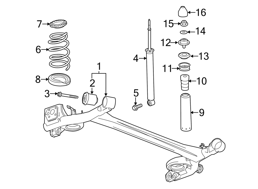 Diagram REAR SUSPENSION. SUSPENSION COMPONENTS. for your 2014 GMC Sierra 2500 HD 6.0L Vortec V8 CNG A/T RWD SLT Crew Cab Pickup Fleetside 