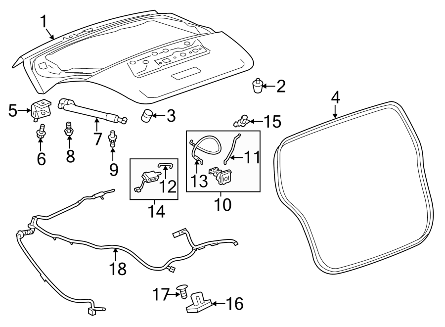 Diagram LIFT GATE. for your 2020 Chevrolet Spark 1.4L Ecotec CVT LS Hatchback 