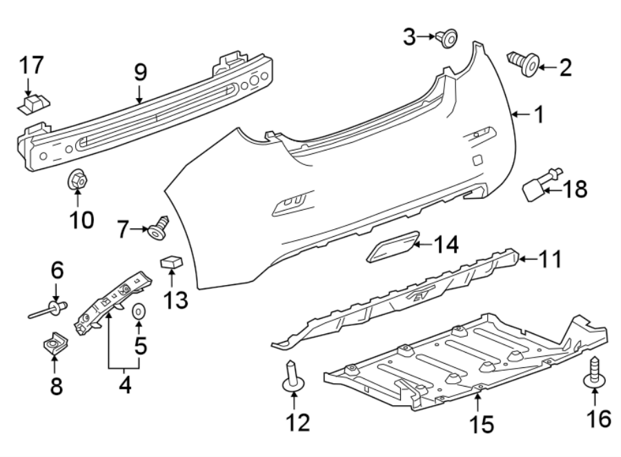 REAR BUMPER. BUMPER & COMPONENTS. Diagram