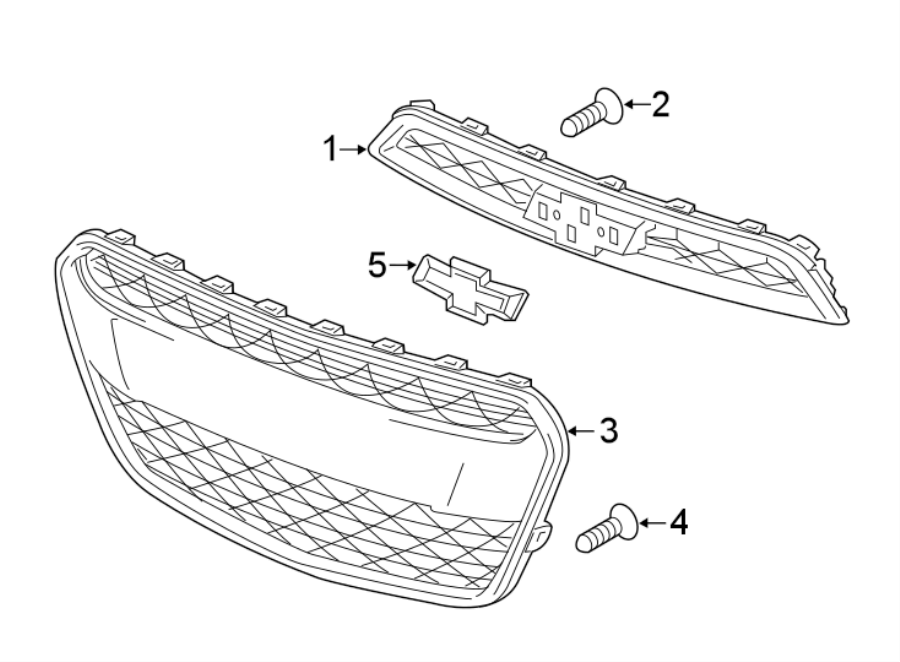 Diagram FRONT BUMPER & GRILLE. GRILLE & COMPONENTS. for your 2017 Chevrolet Spark  LT Hatchback 