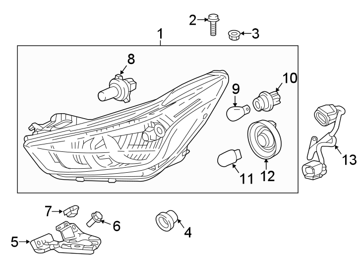 Diagram FRONT LAMPS. HEADLAMP COMPONENTS. for your 2007 GMC Sierra 1500 Classic SL Crew Cab Pickup 4.3L Vortec V6 A/T 4WD 