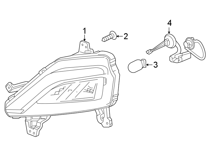 Diagram FRONT LAMPS. DAYTIME RUNNING LAMP COMPONENTS. for your 2020 Chevrolet Spark  ACTIV Hatchback 