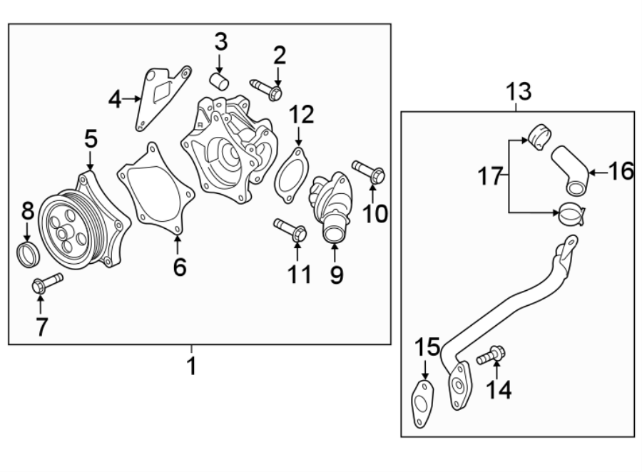 Diagram WATER PUMP. for your 2005 GMC Envoy   