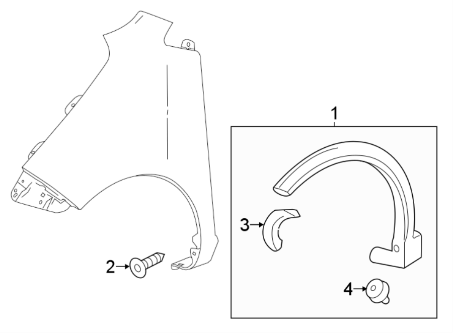 Diagram FENDER. EXTERIOR TRIM. for your 2018 Chevrolet Spark 1.4L Ecotec M/T LS Hatchback 