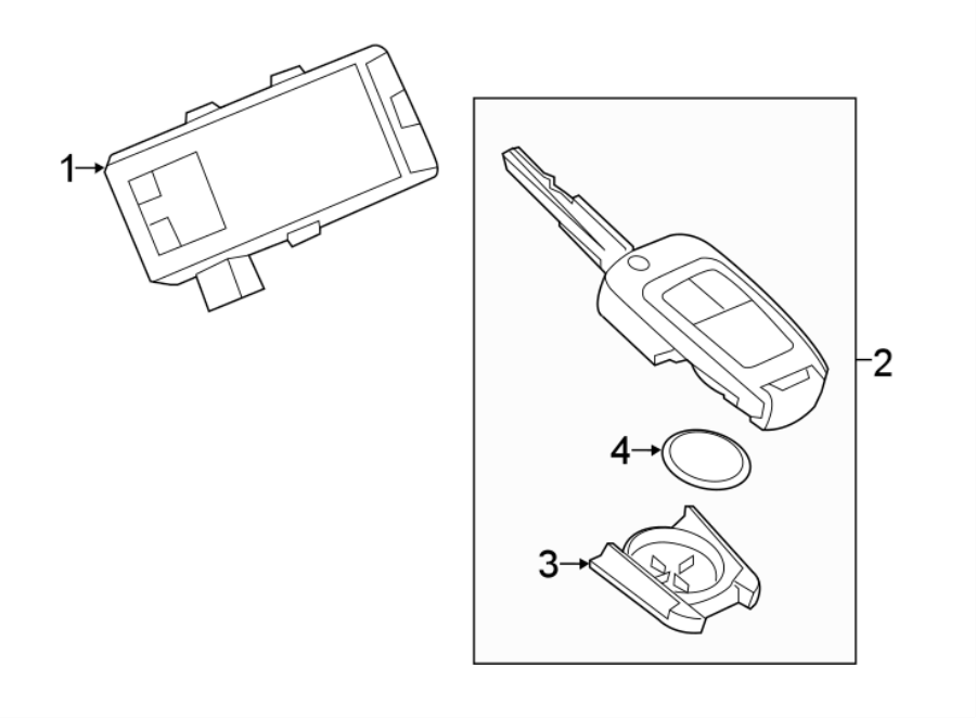 Diagram KEYLESS ENTRY COMPONENTS. for your 2020 Chevrolet Spark 1.4L Ecotec CVT LS Hatchback 